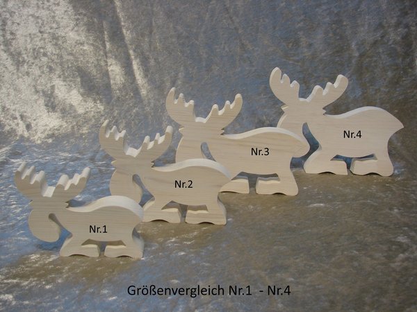 Holz-Elch kniend, weiß Nr.4, 175mm x 135mm