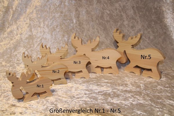Holz-Elch kniend, natur Nr.3, 160mm x 115mm