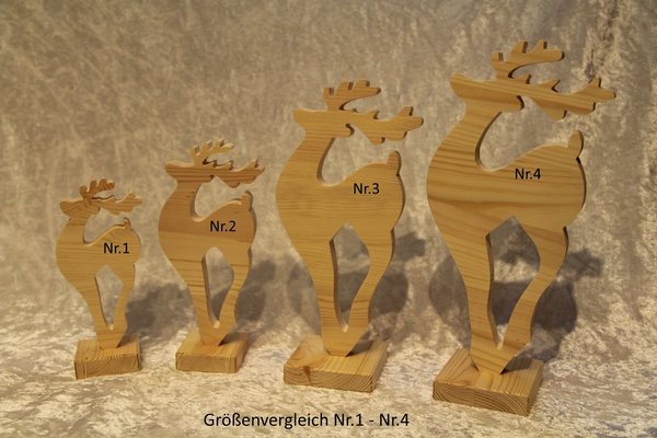 Holz-Hirsch stehend, natur, Nr.1, 155mm x 80mm