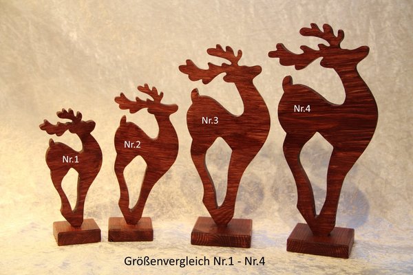 Holz-Hirsch stehend, braun lasiert, Nr.3, 240mm x 125mm