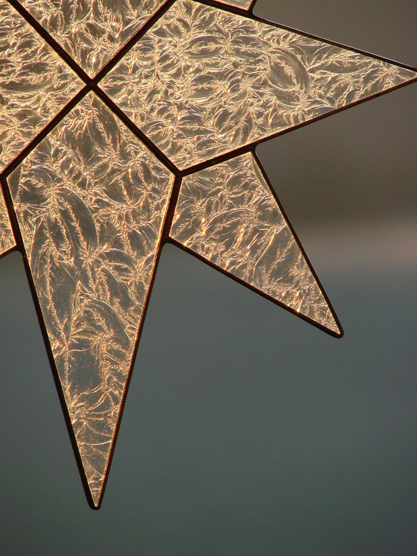Glas-Stern aus Eisblumenglas, 22cm x 28cm