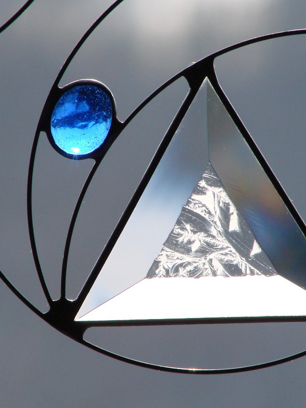 Fensterbild Dreieck Eisblume, Motiv 2, blau