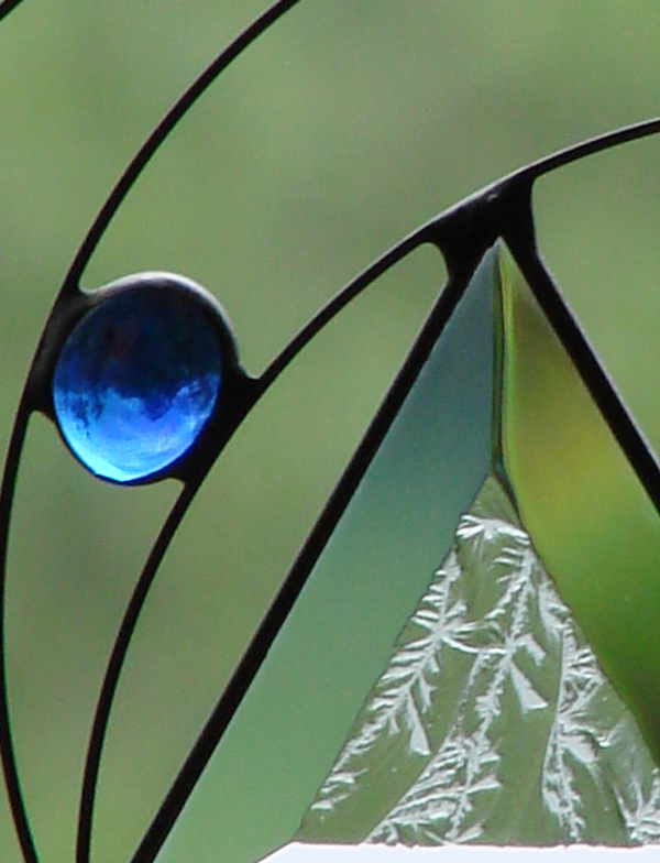 Fensterbild Dreieck Eisblume, Motiv 2, blau irisierend