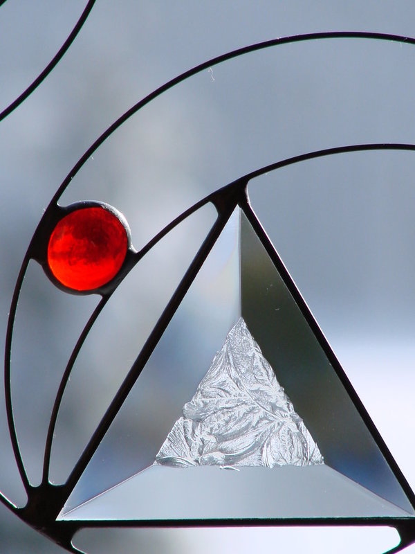 Fensterbild Dreieck Eisblume, Motiv 2, rot