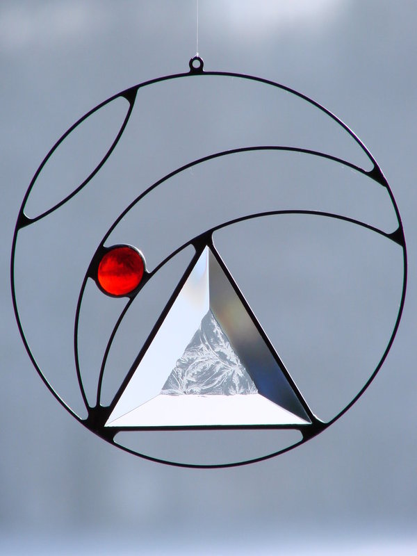 Fensterbild Dreieck Eisblume, Motiv 2, rot