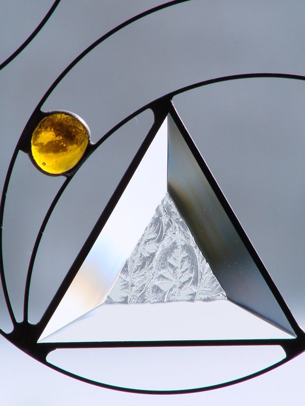 Fensterbild Dreieck Eisblume, Motiv 2, bernstein