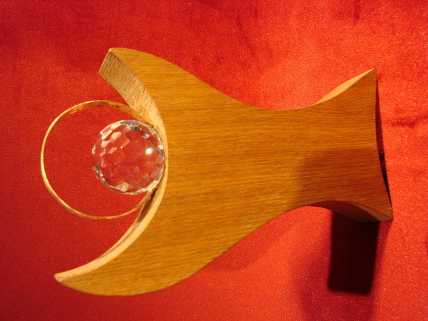 Holzengel Nr. 1, 123mm x 202mm mit Bleikristallkugel