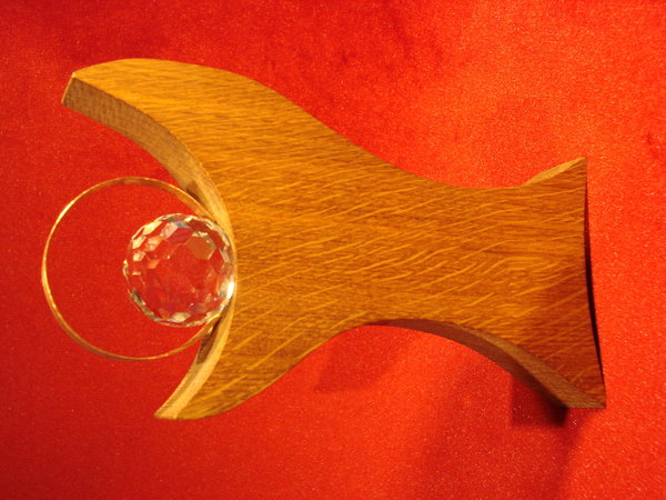 Holzengel Nr. 8, 120mm x 200mm mit Bleikristallkugel