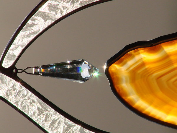 Fensterbild Eisblume-Achatscheibe 70x88 mit Swarovski-Prisma