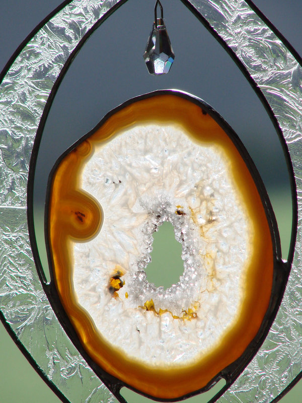 Fensterbild Eisblume-Achatscheibe 87x108 und Prismentropfen